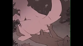 Cachorro metendo forte no cu do lobo no meio da floresta
